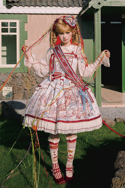Sweet Lolita JSK - Nutcracker, Multi-Color, Bow Detail, Ruffled, Printed - additional product view 6