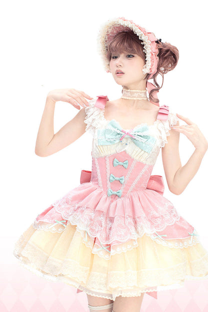 Sweet Lolita JSK - Parfait Romance, Pink, Lace Trim, Ruffled, Ballet-Inspired Style - additional product view 3