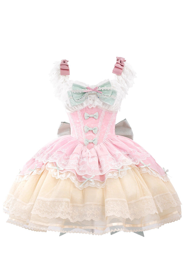Sweet Lolita JSK - Parfait Romance, Pink, Lace Trim, Ruffled, Ballet-Inspired Style - main product image