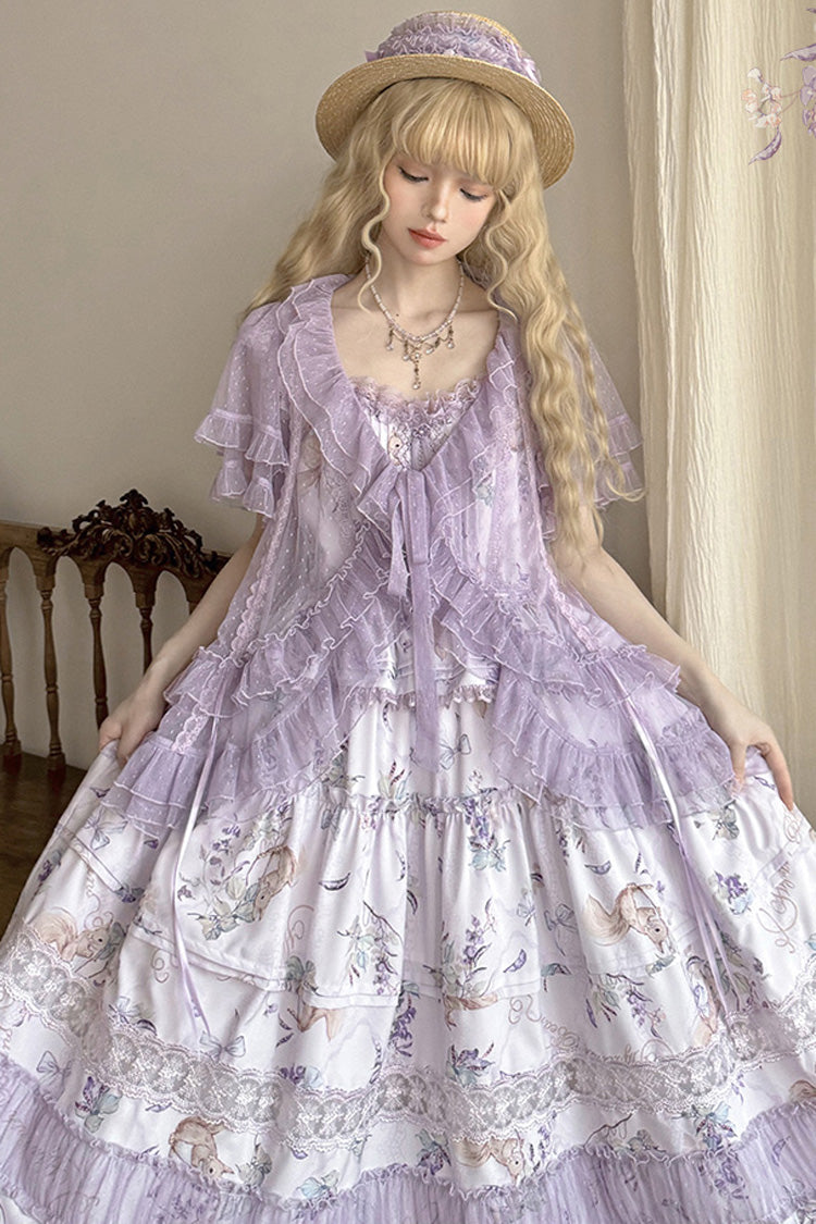 Sweet Lolita JSK - Pea Squirrel, Purple, Lace Trim, Ruffled, Printed - additional product view 7