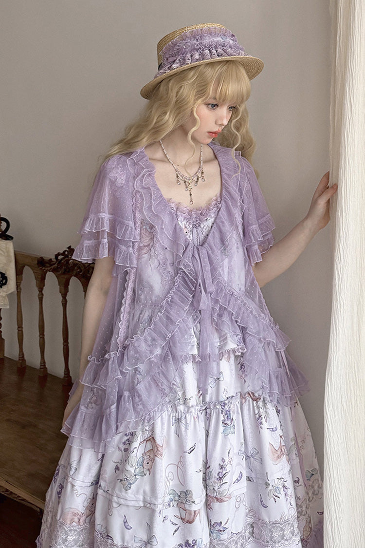 Sweet Lolita JSK - Pea Squirrel, Purple, Lace Trim, Ruffled, Printed - additional product view 8