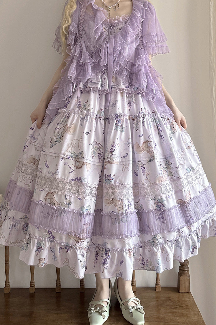 Sweet Lolita JSK - Pea Squirrel, Purple, Lace Trim, Ruffled, Printed - additional product view 9