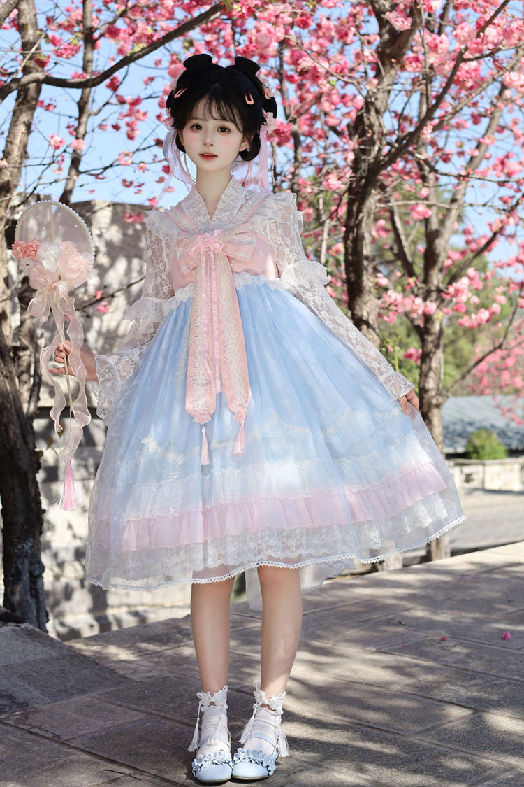 Sweet Lolita JSK - Peach Blossoms In Spring Fields, 3 Colors, Chinese-Inspired Style - additional product view 4