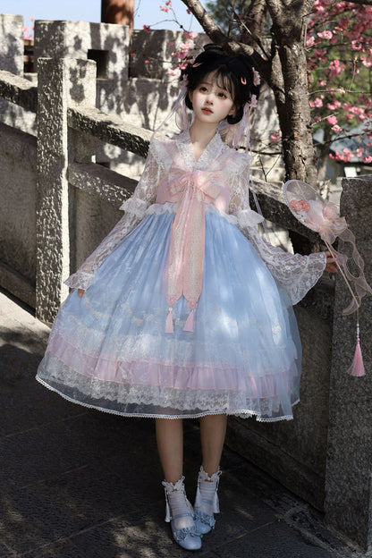 Sweet Lolita JSK - Peach Blossoms In Spring Fields, 3 Colors, Chinese-Inspired Style - additional product view 5