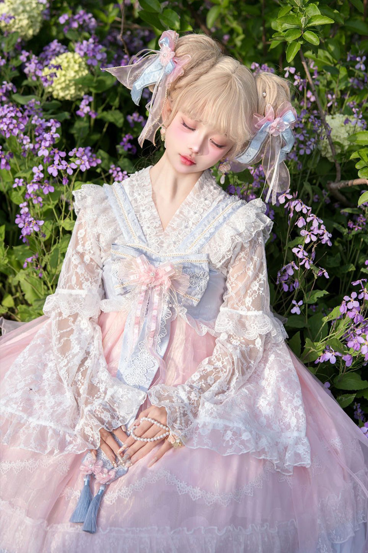 Sweet Lolita JSK - Peach Blossoms In Spring Fields, 3 Colors, Chinese-Inspired Style - additional product view 12