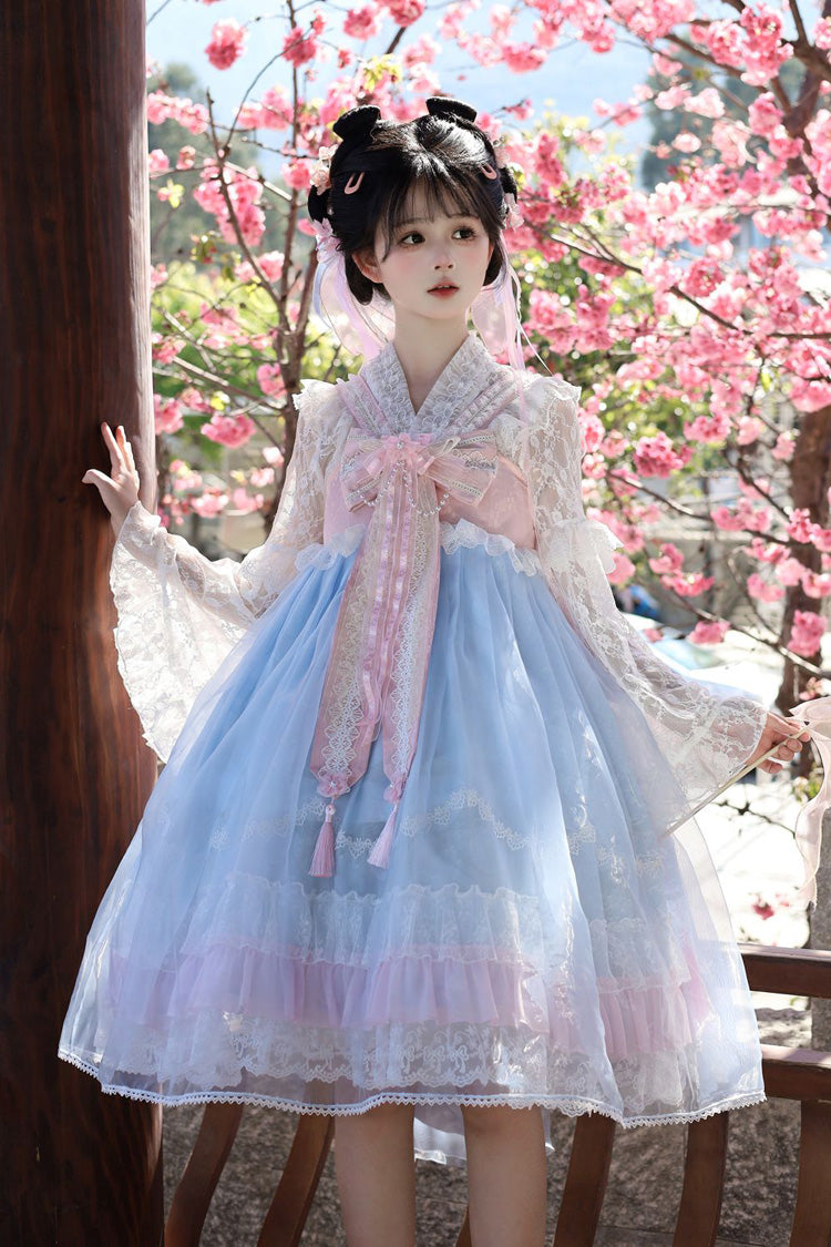 Sweet Lolita JSK - Peach Blossoms In Spring Fields, 3 Colors, Chinese-Inspired Style - main product image