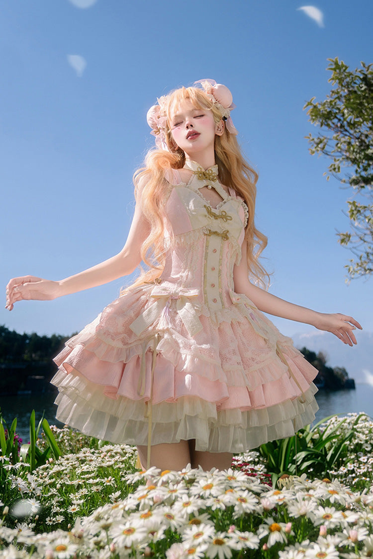 Sweet Lolita JSK - Pear Dream Multi-layer, 2 Colors, Ruffled, Chinese-Inspired Style - additional product view 3