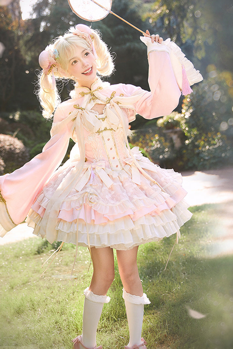 Sweet Lolita JSK - Pear Dream Multi-layer, 2 Colors, Ruffled, Chinese-Inspired Style - additional product view 4