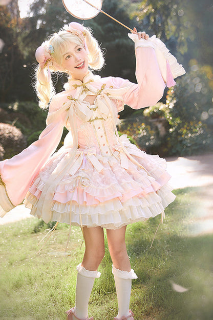 Sweet Lolita JSK - Pear Dream Multi-layer, 2 Colors, Ruffled, Chinese-Inspired Style - additional product view 4