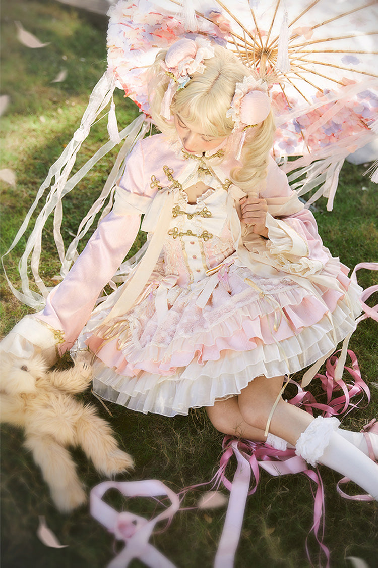 Sweet Lolita JSK - Pear Dream Multi-layer, 2 Colors, Ruffled, Chinese-Inspired Style - additional product view 6