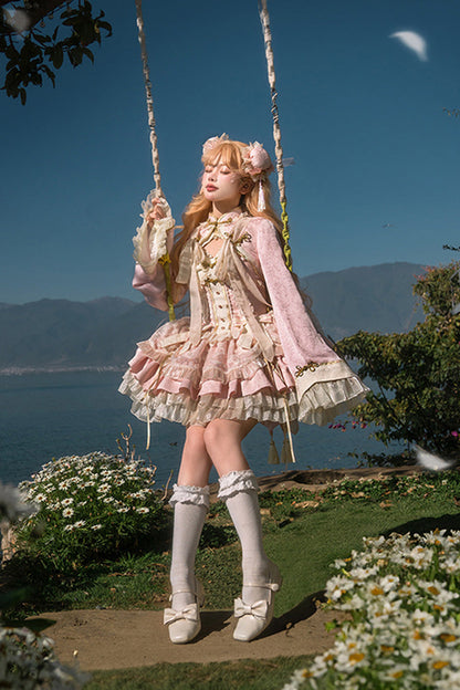 Sweet Lolita JSK - Pear Dream Multi-layer, 2 Colors, Ruffled, Chinese-Inspired Style - additional product view 9