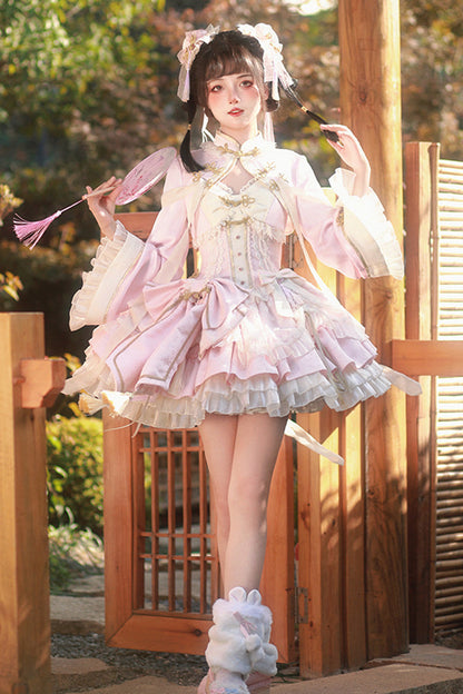 Sweet Lolita JSK - Pear Dream Multi-layer, 2 Colors, Ruffled, Chinese-Inspired Style - additional product view 10