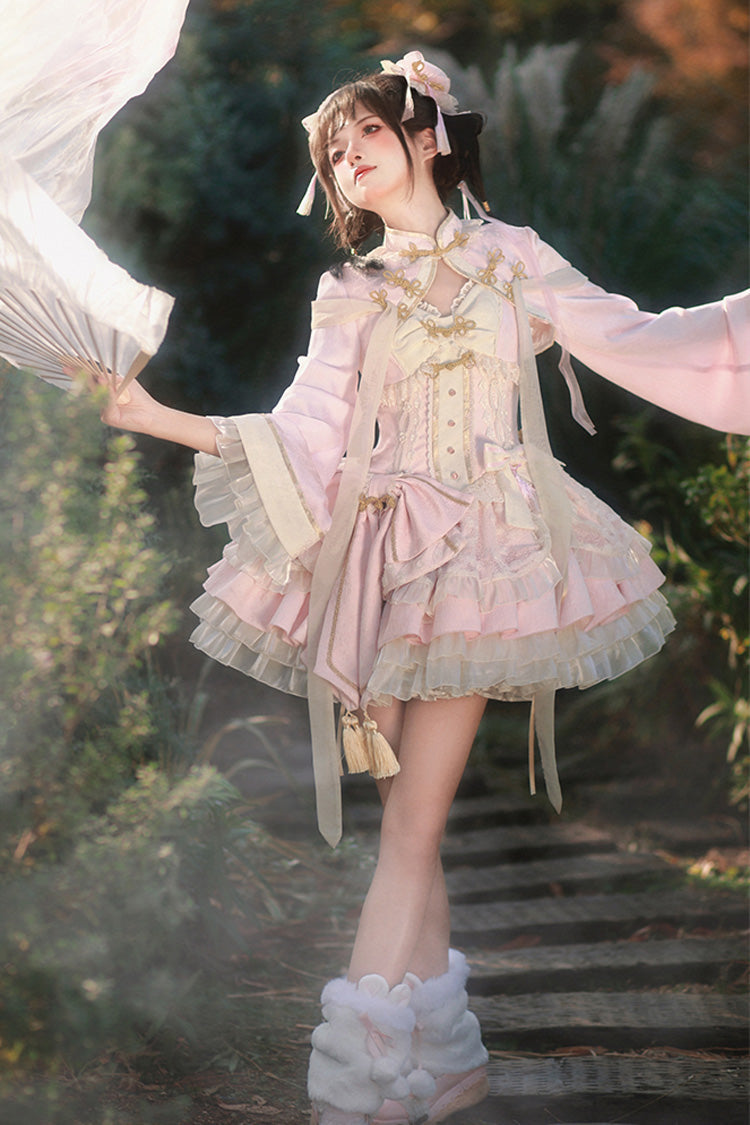 Sweet Lolita JSK - Pear Dream Multi-layer, 2 Colors, Ruffled, Chinese-Inspired Style - additional product view 11