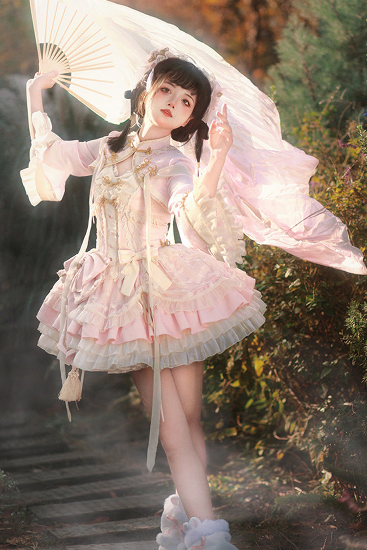 Sweet Lolita JSK - Pear Dream Multi-layer, 2 Colors, Ruffled, Chinese-Inspired Style - additional product view 12