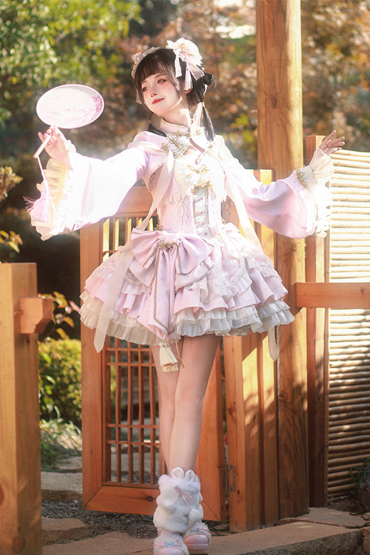 Sweet Lolita JSK - Pear Dream Multi-layer, 2 Colors, Ruffled, Chinese-Inspired Style - additional product view 16