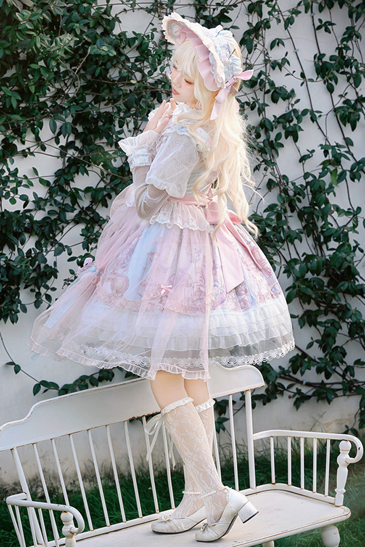 Sweet Lolita JSK - Pegasus Park, 2 Colors, Layered, Bow Detail, Lace Trim - additional product view 2