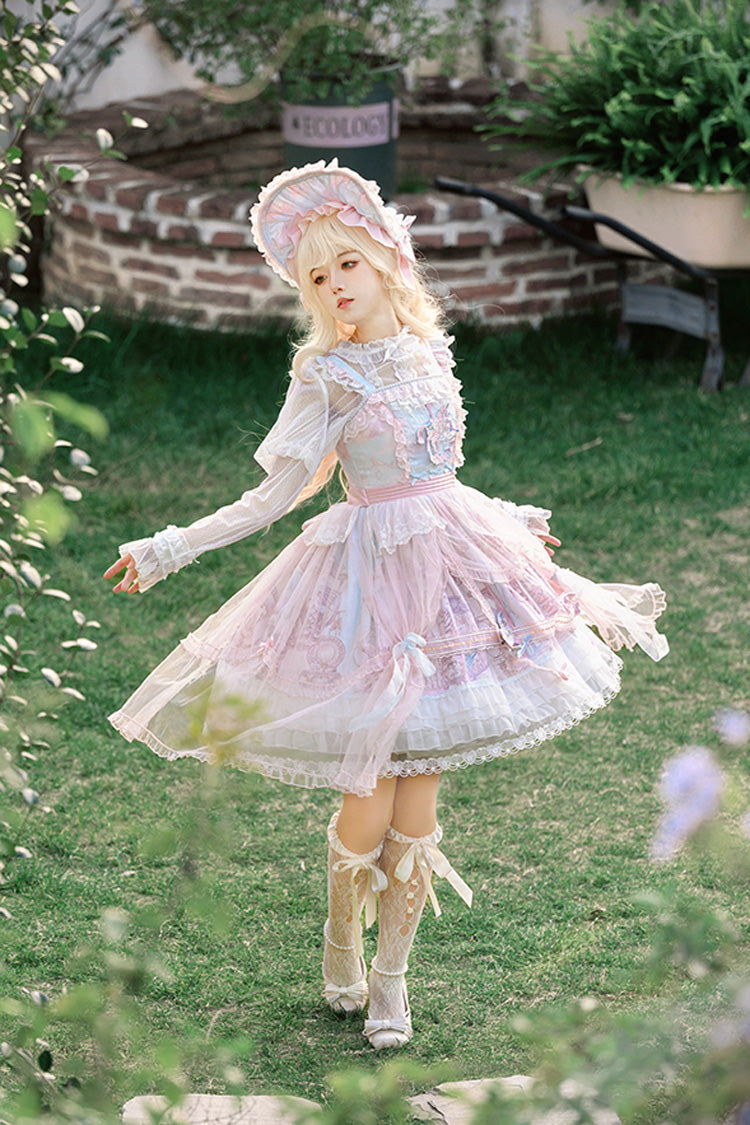 Sweet Lolita JSK - Pegasus Park, 2 Colors, Layered, Bow Detail, Lace Trim - additional product view 5