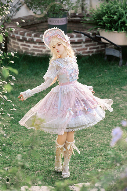 Sweet Lolita JSK - Pegasus Park, 2 Colors, Layered, Bow Detail, Lace Trim - additional product view 5