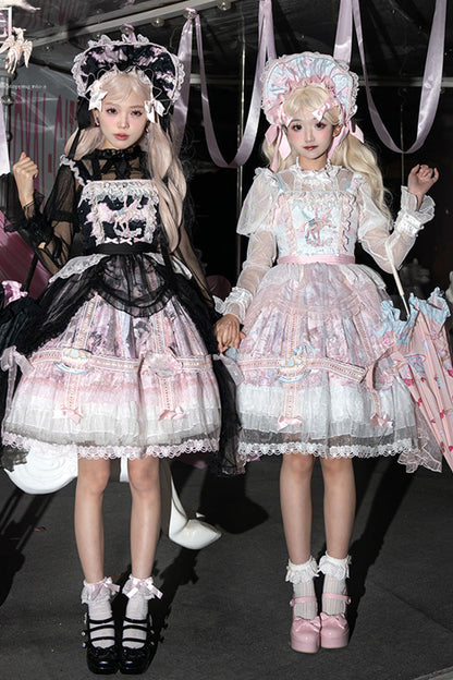 Sweet Lolita JSK - Pegasus Park, 2 Colors, Layered, Bow Detail, Lace Trim - additional product view 9