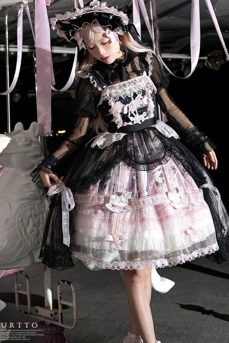 Sweet Lolita JSK - Pegasus Park, 2 Colors, Layered, Bow Detail, Lace Trim - additional product view 12