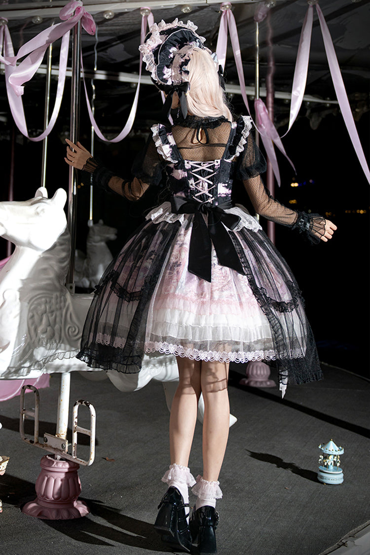 Sweet Lolita JSK - Pegasus Park, 2 Colors, Layered, Bow Detail, Lace Trim - additional product view 13