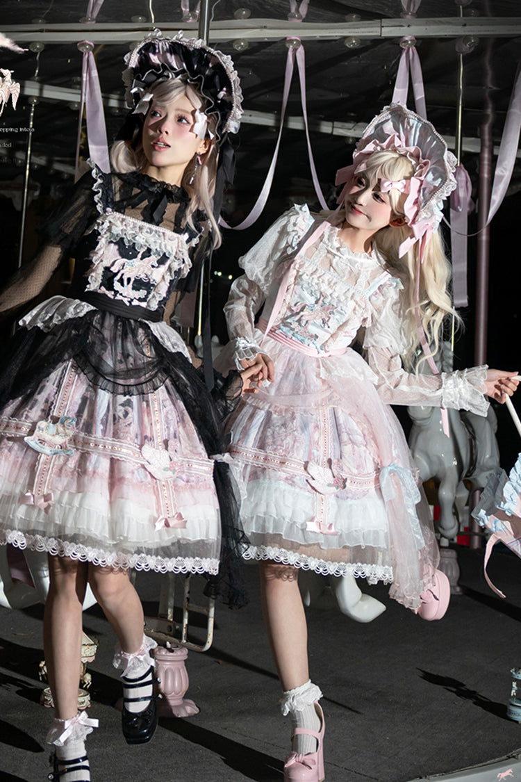 Sweet Lolita JSK - Pegasus Park, 2 Colors, Layered, Bow Detail, Lace Trim - additional product view 14