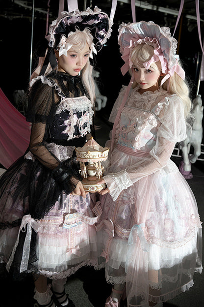Sweet Lolita JSK - Pegasus Park, 2 Colors, Layered, Bow Detail, Lace Trim - additional product view 15