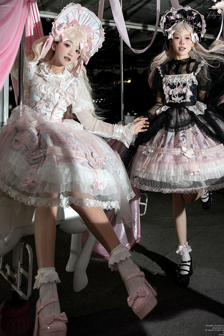 Sweet Lolita JSK - Pegasus Park, 2 Colors, Layered, Bow Detail, Lace Trim - additional product view 16