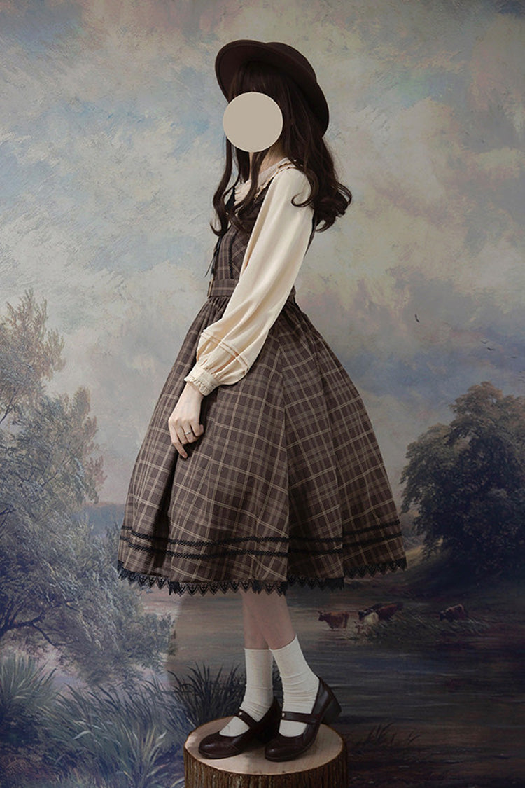 Sweet Lolita JSK - Poem Of Greina, Brown, High Waist, Printed, Classic Style - additional product view 2