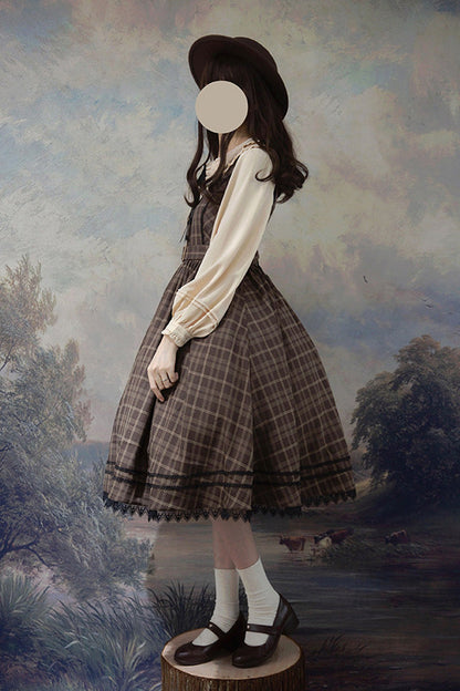 Sweet Lolita JSK - Poem Of Greina, Brown, High Waist, Printed, Classic Style - additional product view 2