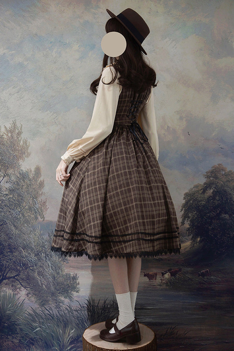 Sweet Lolita JSK - Poem Of Greina, Brown, High Waist, Printed, Classic Style - additional product view 3