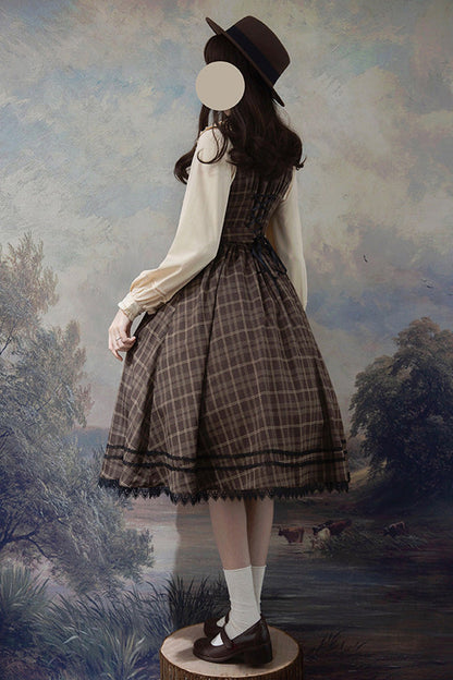 Sweet Lolita JSK - Poem Of Greina, Brown, High Waist, Printed, Classic Style - additional product view 3