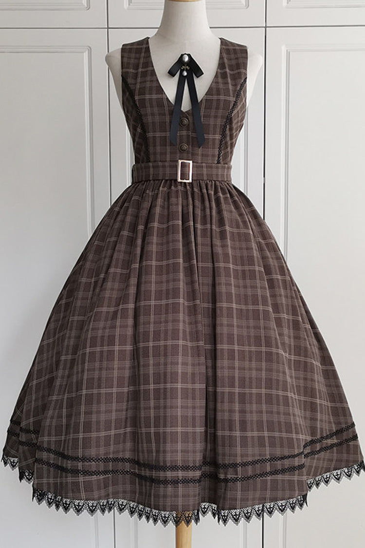 Sweet Lolita JSK - Poem Of Greina, Brown, High Waist, Printed, Classic Style - additional product view 5
