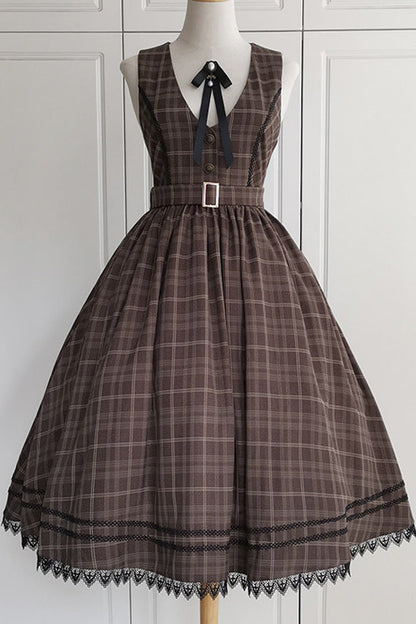 Sweet Lolita JSK - Poem Of Greina, Brown, High Waist, Printed, Classic Style - additional product view 5