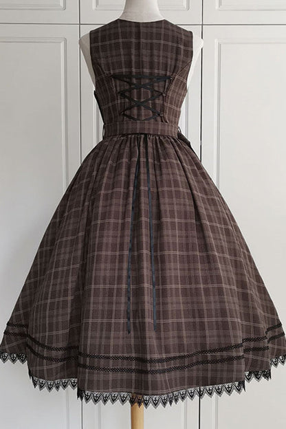 Sweet Lolita JSK - Poem Of Greina, Brown, High Waist, Printed, Classic Style - additional product view 6