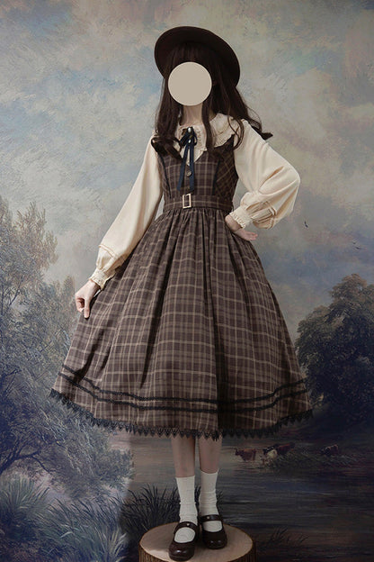 Sweet Lolita JSK - Poem Of Greina, Brown, High Waist, Printed, Classic Style - main product image