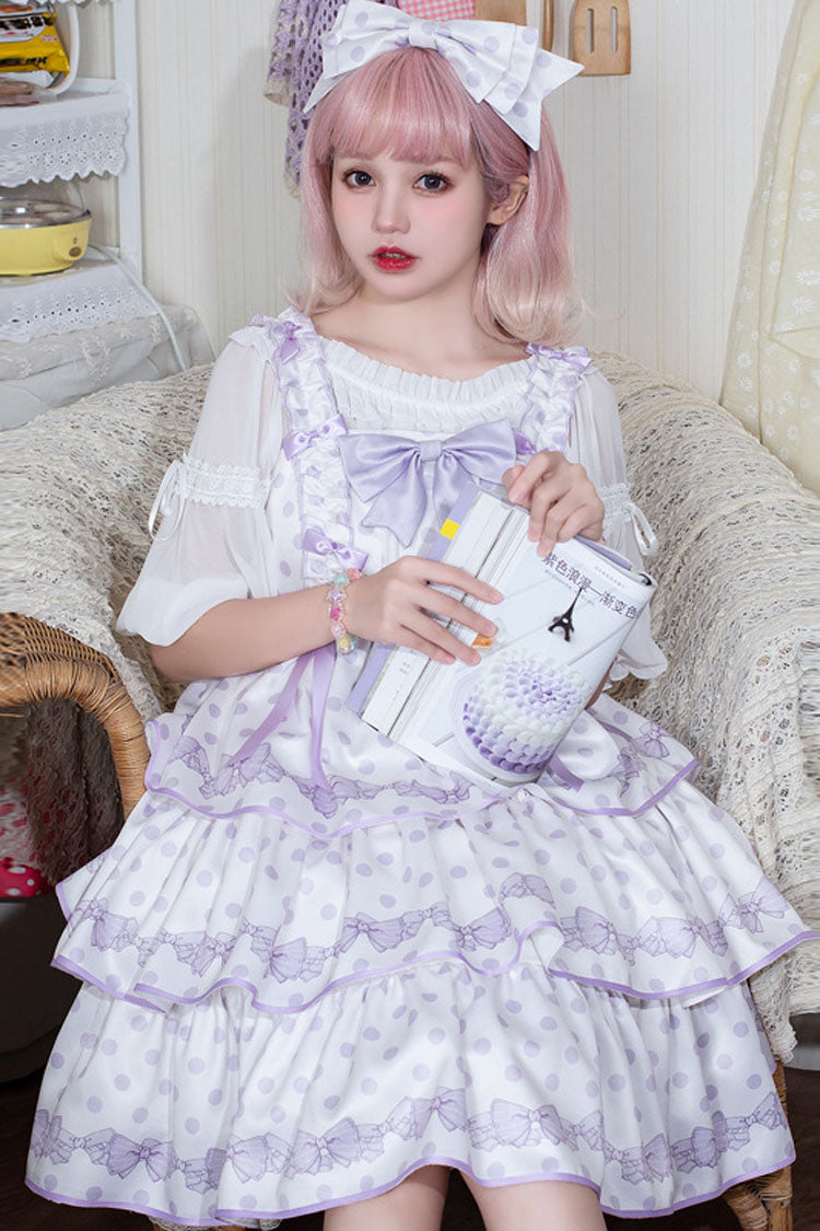 Sweet Lolita JSK - Polka Point Print, 2 Colors, Bow Detail, Printed - additional product view 5