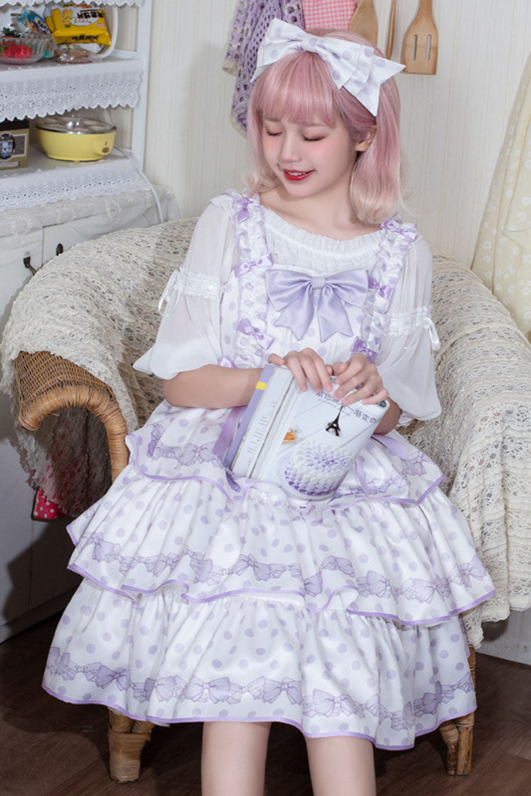 Sweet Lolita JSK - Polka Point Print, 2 Colors, Bow Detail, Printed - additional product view 6