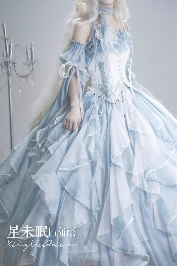 Sweet Lolita JSK - Praise Of The Flower Goddess, 2 Colors, Lace Trim, Ruffled, Bow Detail - additional product view 6