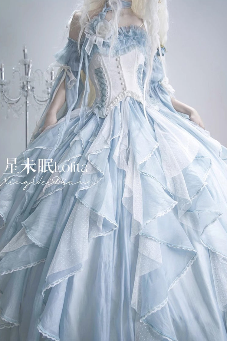 Sweet Lolita JSK - Praise Of The Flower Goddess, 2 Colors, Lace Trim, Ruffled, Bow Detail - additional product view 7