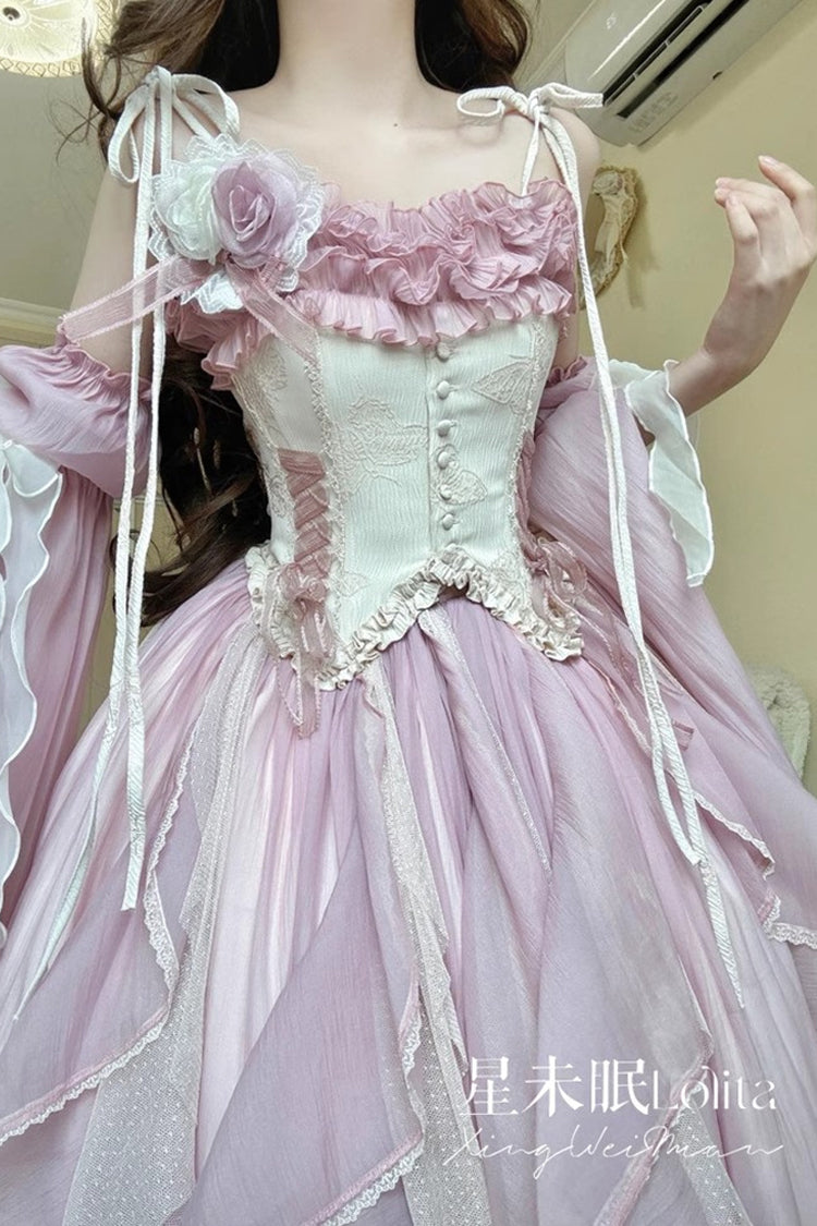 Sweet Lolita JSK - Praise Of The Flower Goddess, 2 Colors, Lace Trim, Ruffled, Bow Detail - additional product view 10