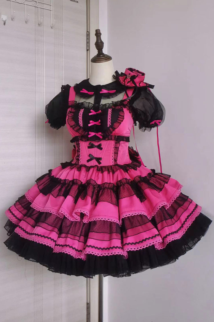 Sweet Lolita JSK - Pray For Dopamine Multi-layer, 5 Colors, Lace Trim, Ruffled - S Rose Red / M Rose Red / L Rose Red option