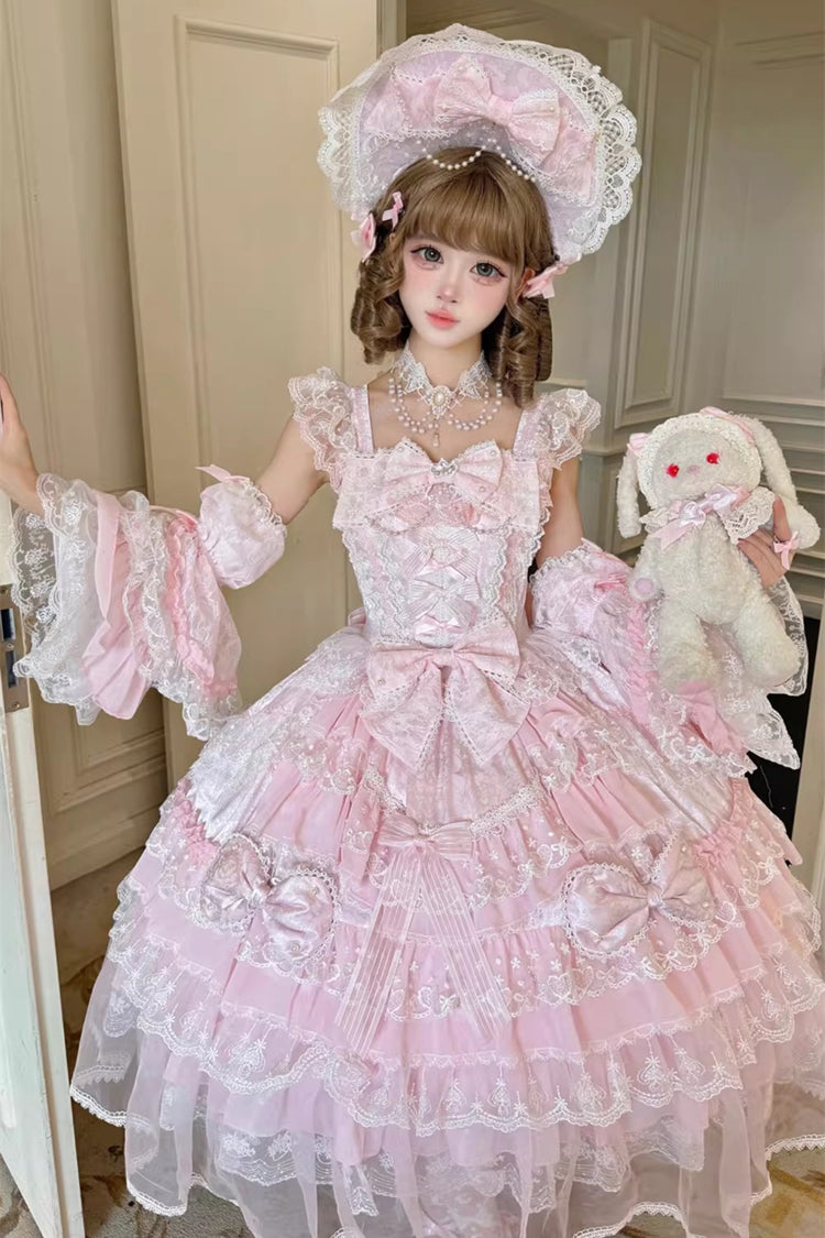 Sweet Lolita JSK - Prelude Of Spring, Pink, Lace Trim, Ruffled, Layered - additional product view 9