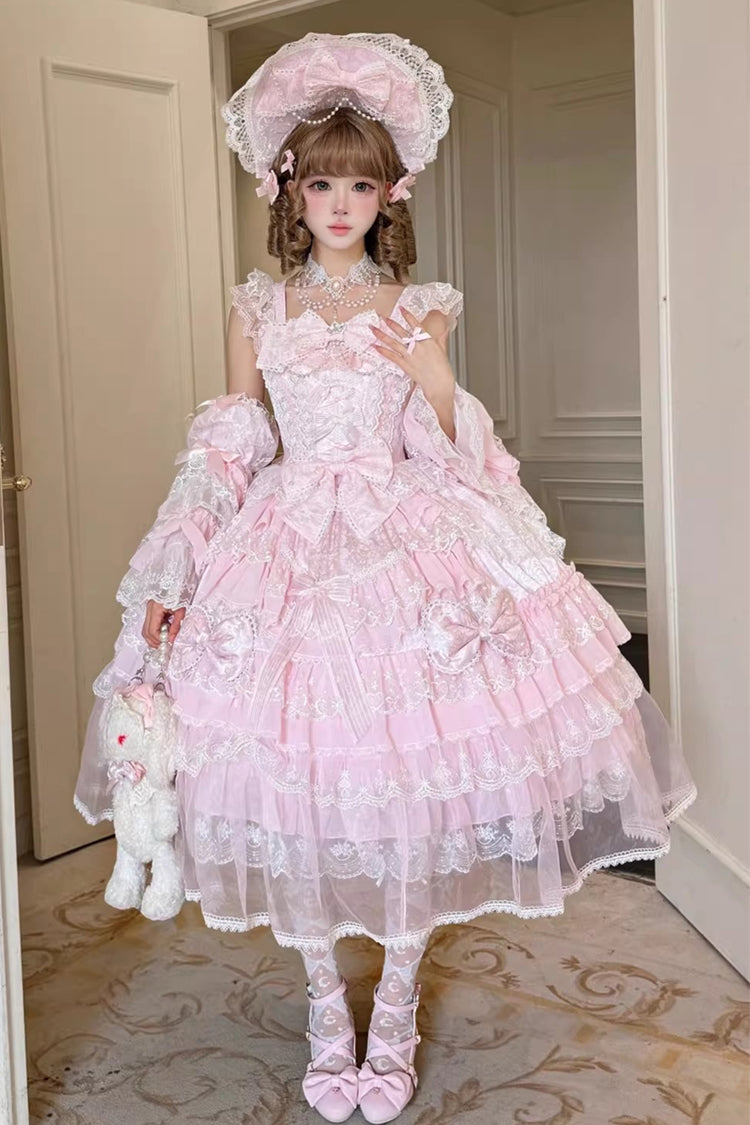 Sweet Lolita JSK - Prelude Of Spring, Pink, Lace Trim, Ruffled, Layered - additional product view 10