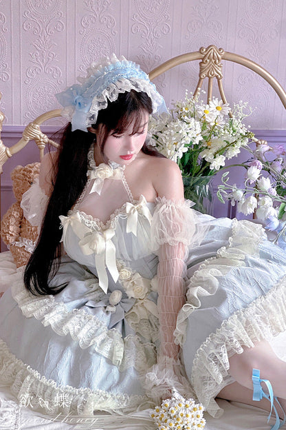 Sweet Lolita JSK - Princess, 4 Colors, Lace Trim, Ruffled, Bow Detail - additional product view 7