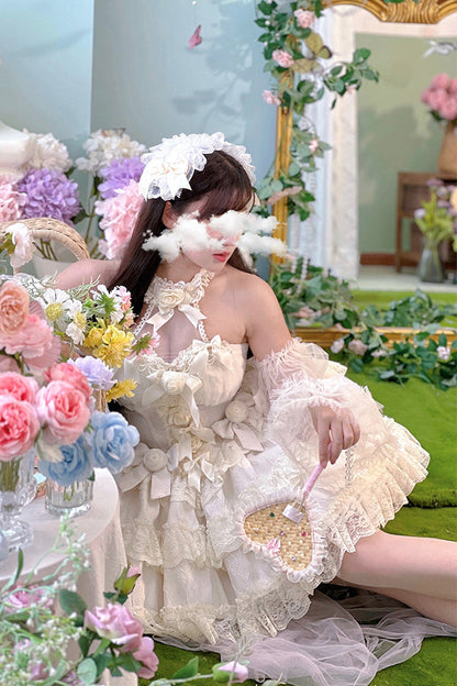 Sweet Lolita JSK - Princess, 4 Colors, Lace Trim, Ruffled, Bow Detail - additional product view 12