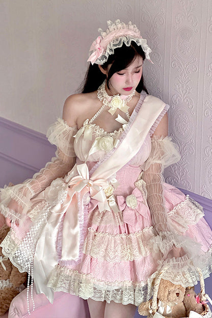 Sweet Lolita JSK - Princess, 4 Colors, Lace Trim, Ruffled, Bow Detail - additional product view 13