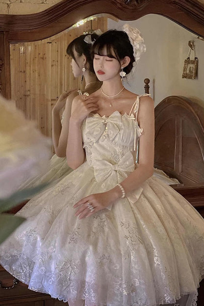 Sweet Lolita JSK - Print Hanayome, White, Bow Detail, Printed, Embroidered - additional product view 6