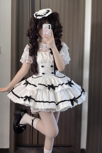Sweet Lolita JSK - Pure Cotton, White, Ruffled, Printed, Layered - additional product view 2