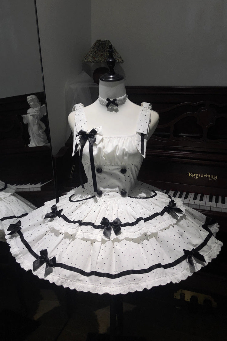 Sweet Lolita JSK - Pure Cotton, White, Ruffled, Printed, Layered - additional product view 3
